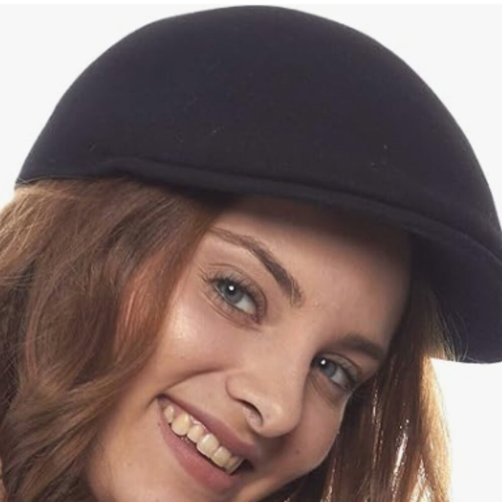 New Hadley Black Wool Newsboy Cap Hat by Greatlookz S / M Small Medium NWT